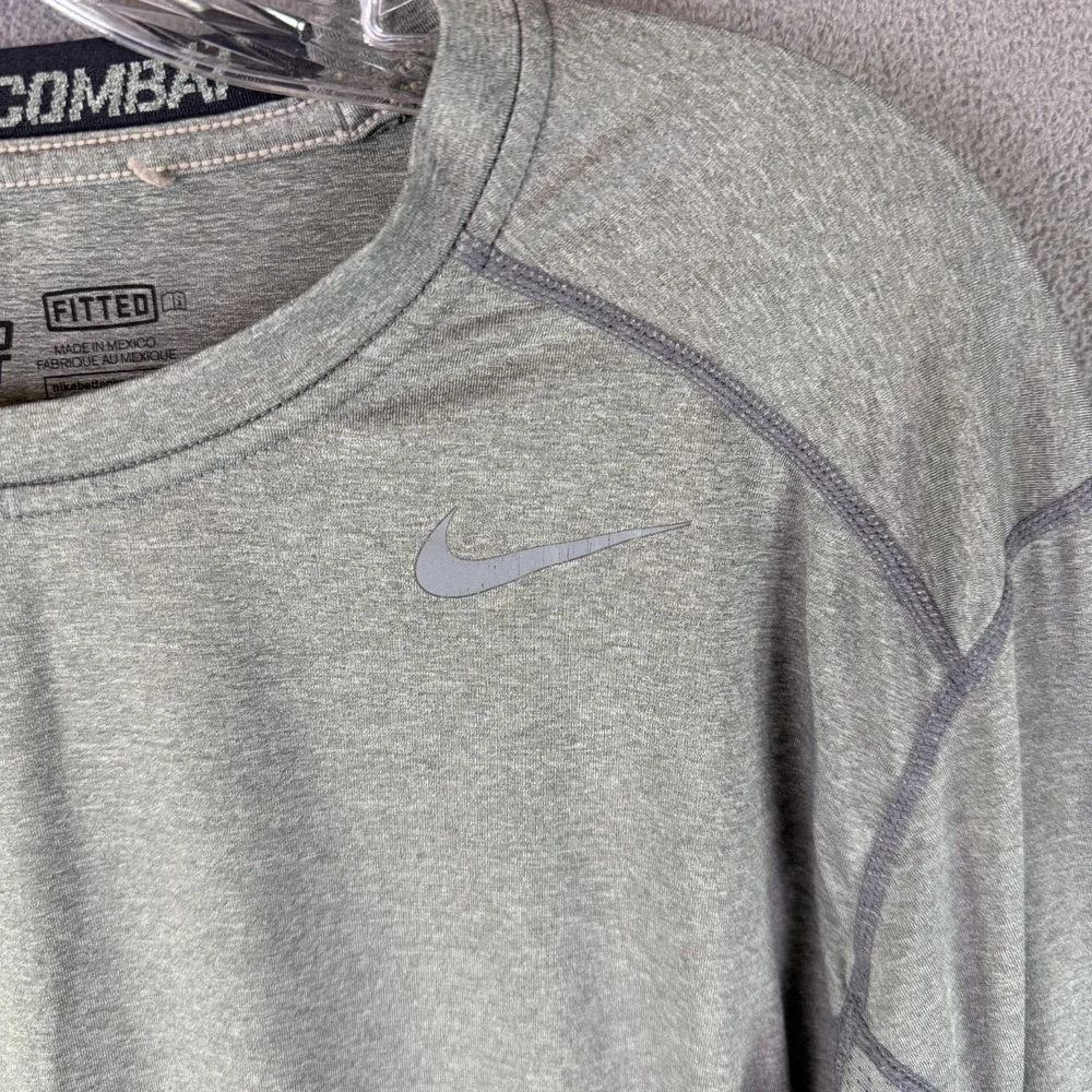 Nike Pro Combat Shirt Mens Large Gray Dri-Fit Fitted Athletic Training‎ MMA